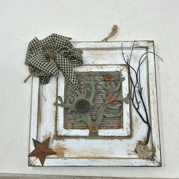 Handmade Distressed Wood Tree Rustic Farmhouse Decor in Frame - Picture 10 of 10